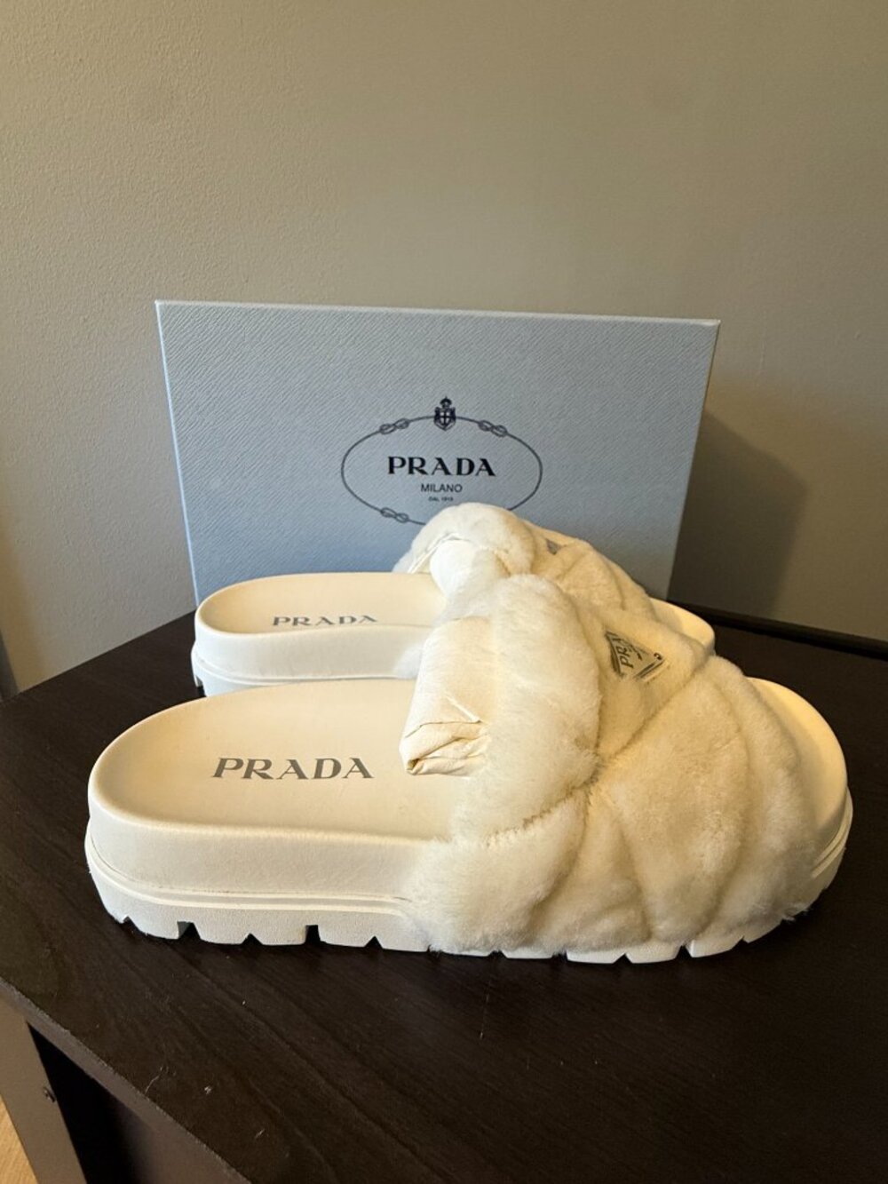 Prada Quilted Shearling Platform Slides - EU39 & US9 - Picture 3 of 6
